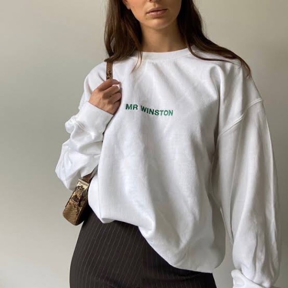 Green And White Mr Winston Crew Neck 